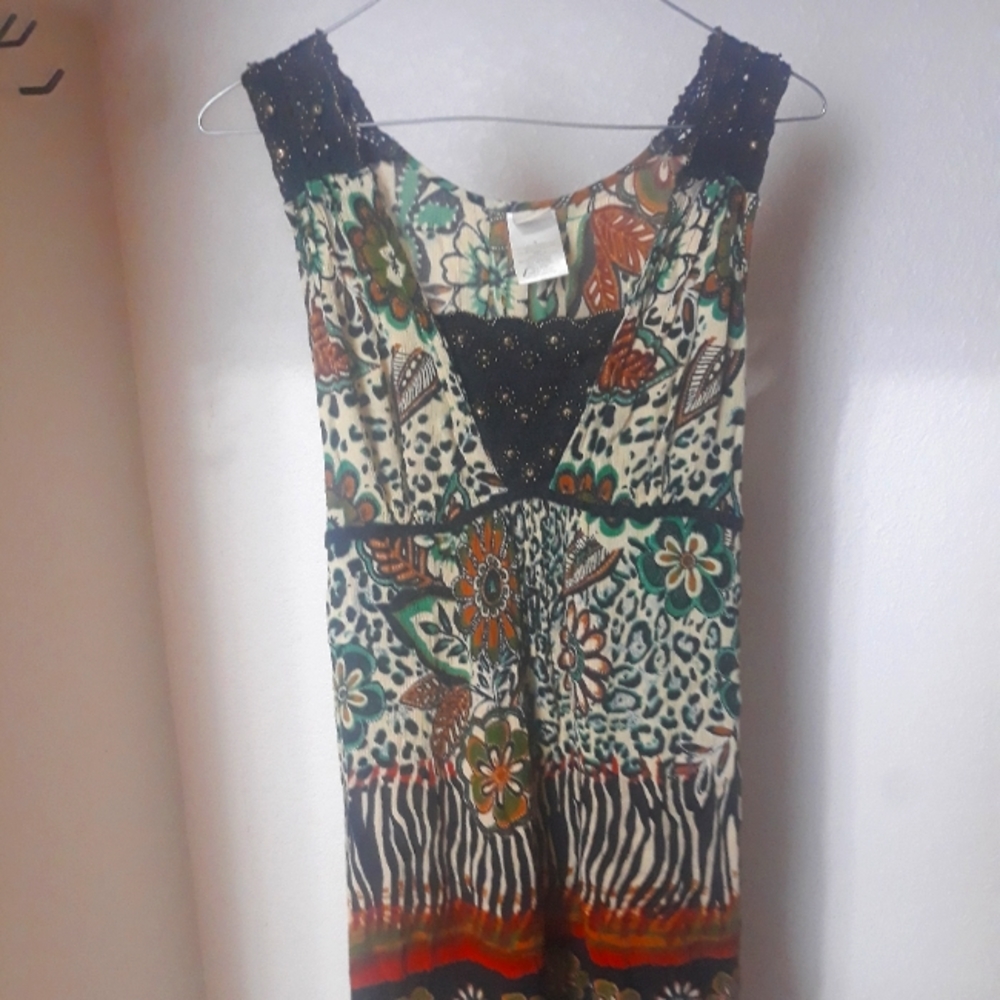 Forbidden brand dress, size small, muticolor, animal print, made in India